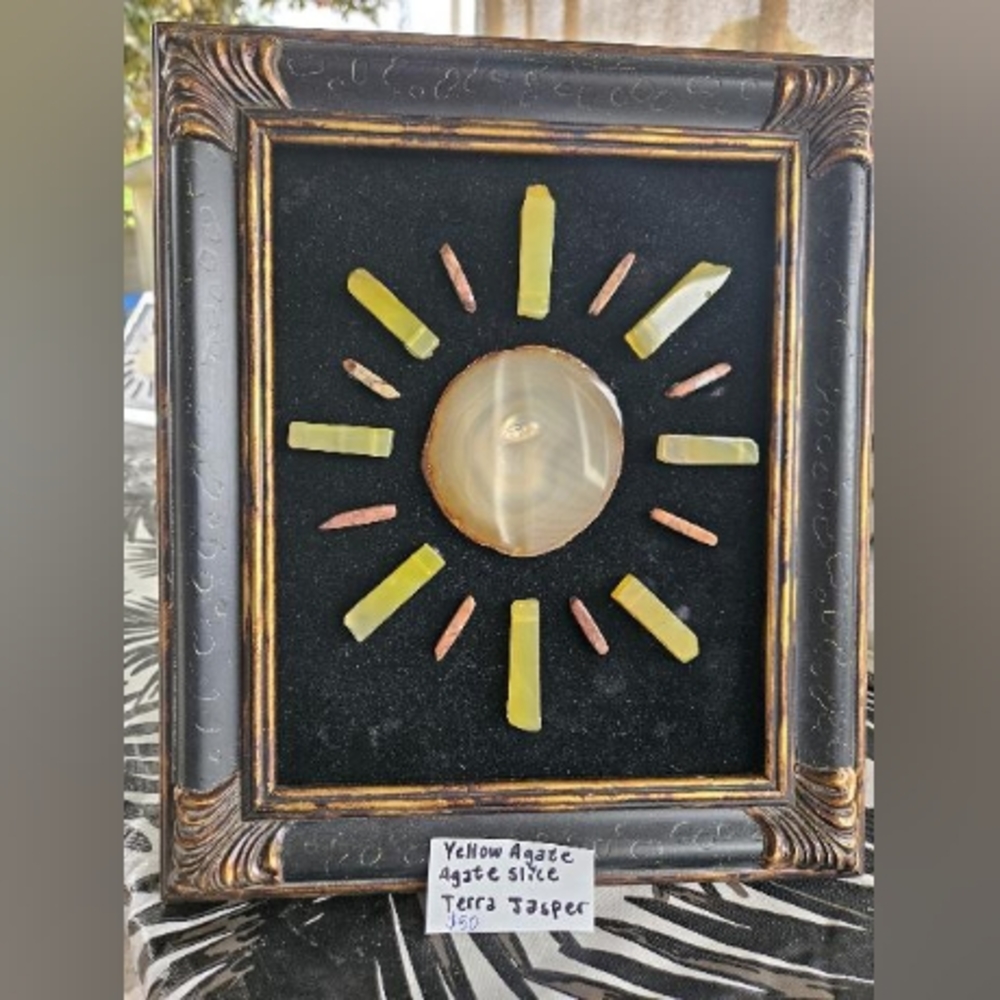 Yellow agate, agate slice, terra jasper.